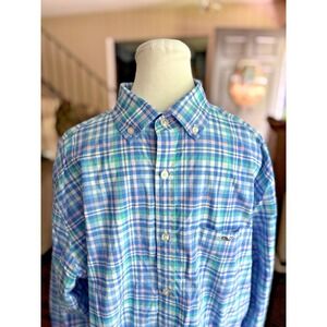 Vineyard Vine Performance Classic Fit‎ Tucker Shirt Men's Size L  Button Up Blue